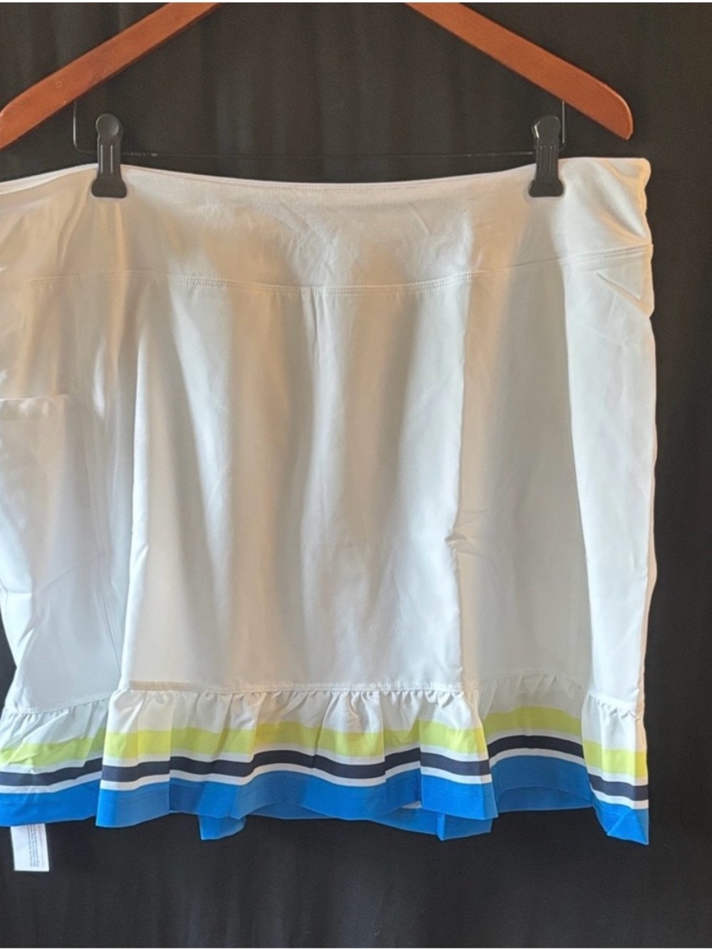 Addison bay White tennis athletic Skort  with Blue and Green Accents XL NWT